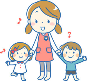子供たちと楽しく遊ぶ保育士